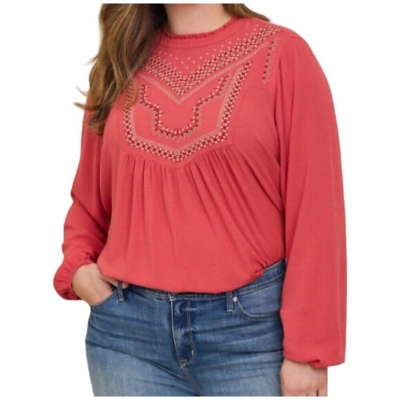 torrid Tops - Torrid Floral Top 4X Pink Crinkle Folk Hippie Indie Granola Gauze Boho Western